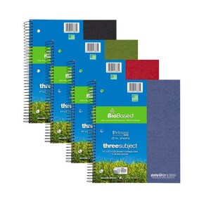 Biobased 3-Subject College Ruled Assorted Color Notebooks